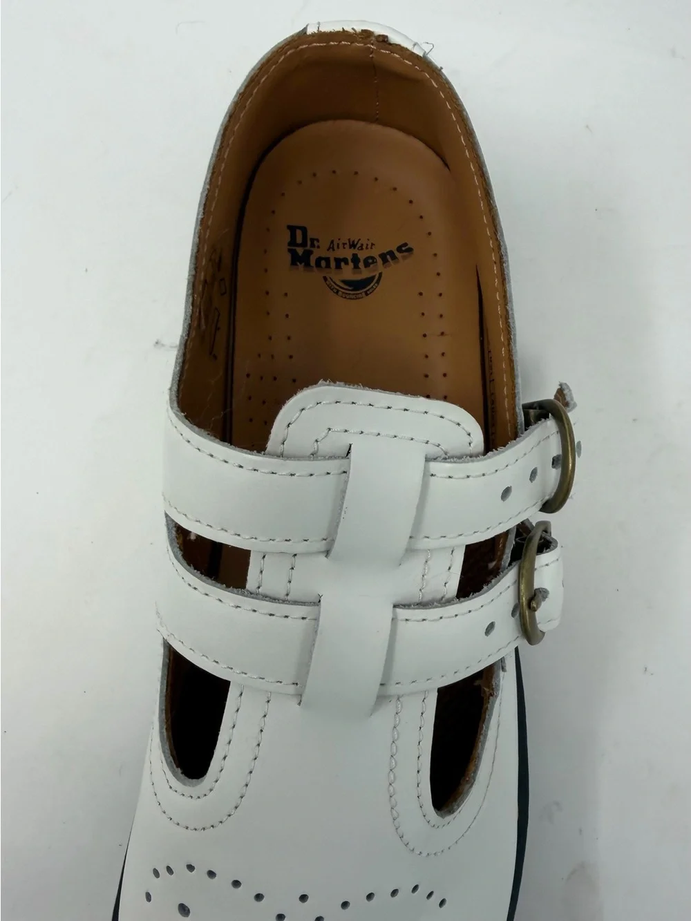 Dr Martens 8065 Mary Jane Shoes Women 7 White Leather Double Buckle NWT
